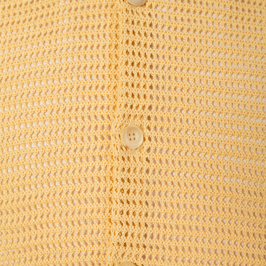 Knit Half Sleeve Shirt - White Yellow