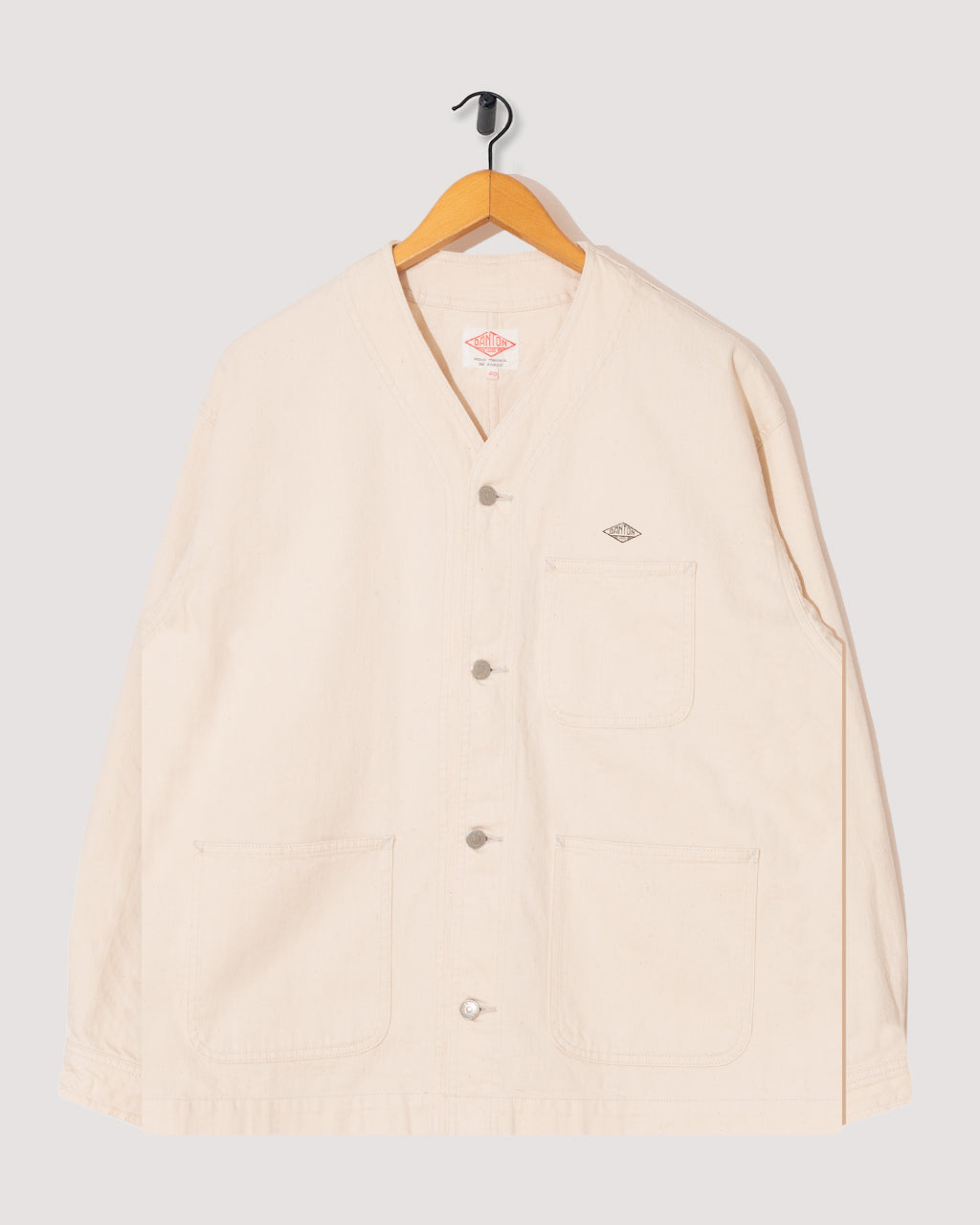 Collarless Jacket - Ecru | Danton | Peggs & son.