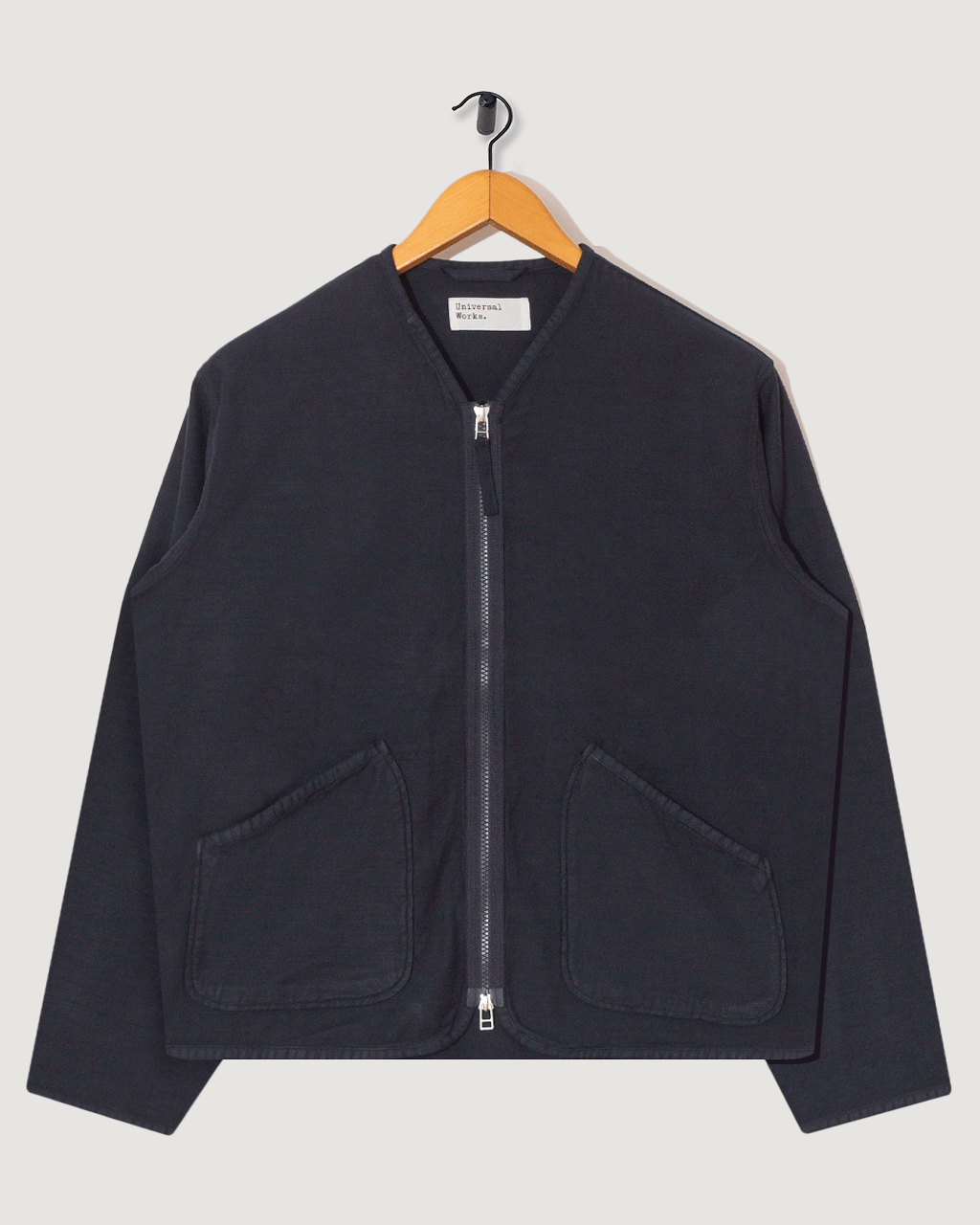 Zip Liner - Navy Slub Sateen | Universal Works | Peggs & son.