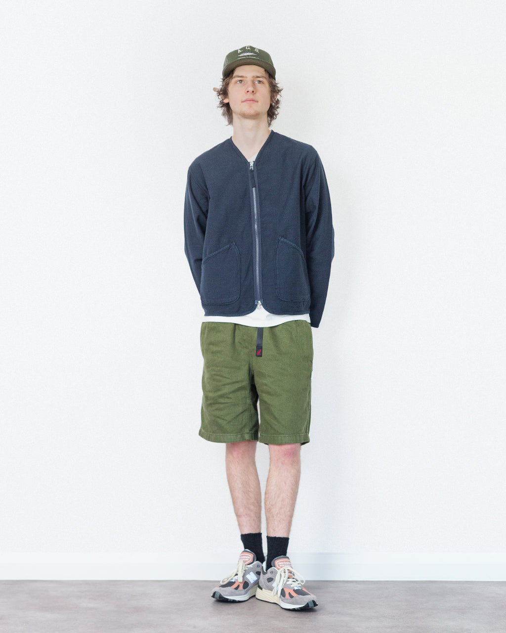 Zip Liner - Navy Slub Sateen