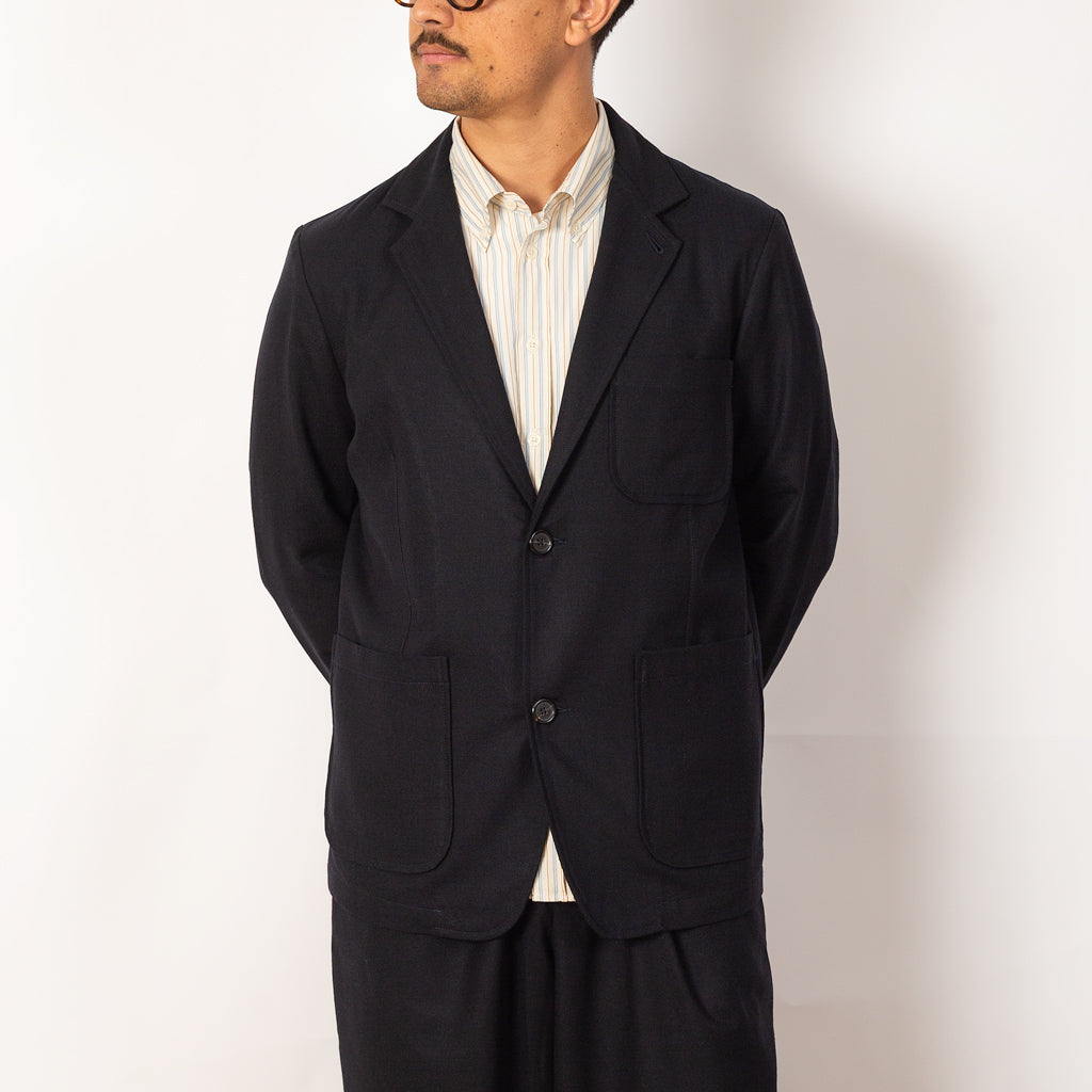 Two Button Jacket - Upcycled IT Tweed Dark Navy