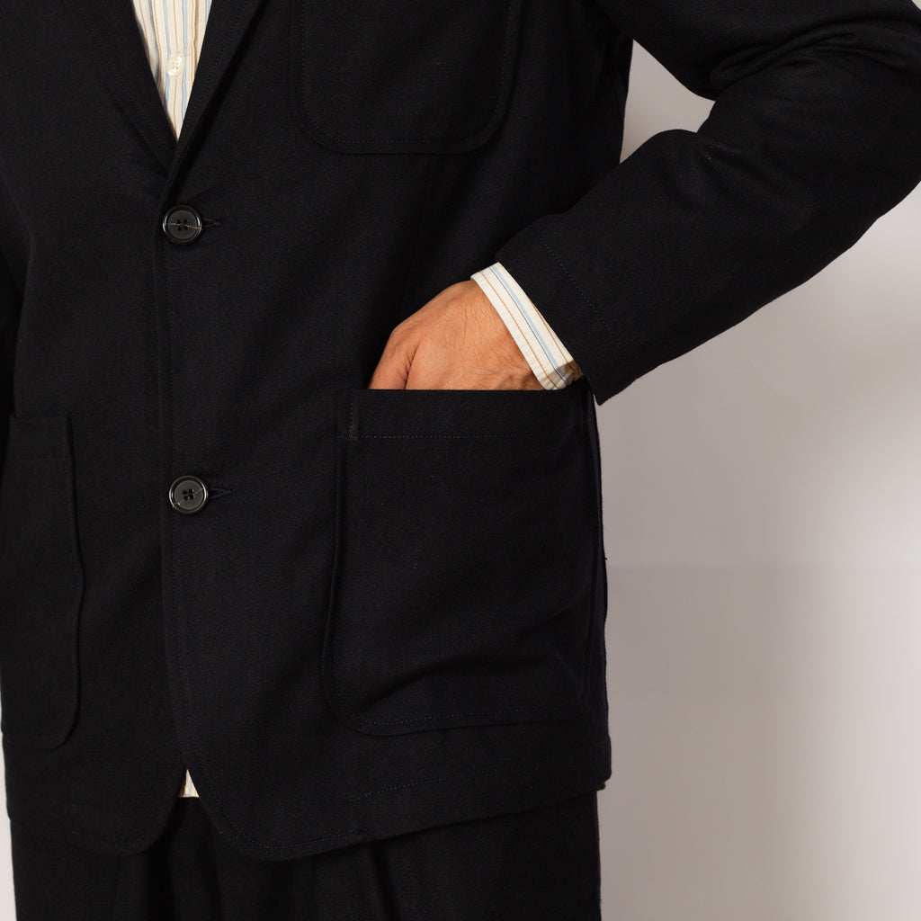 Two Button Jacket - Upcycled IT Tweed Dark Navy