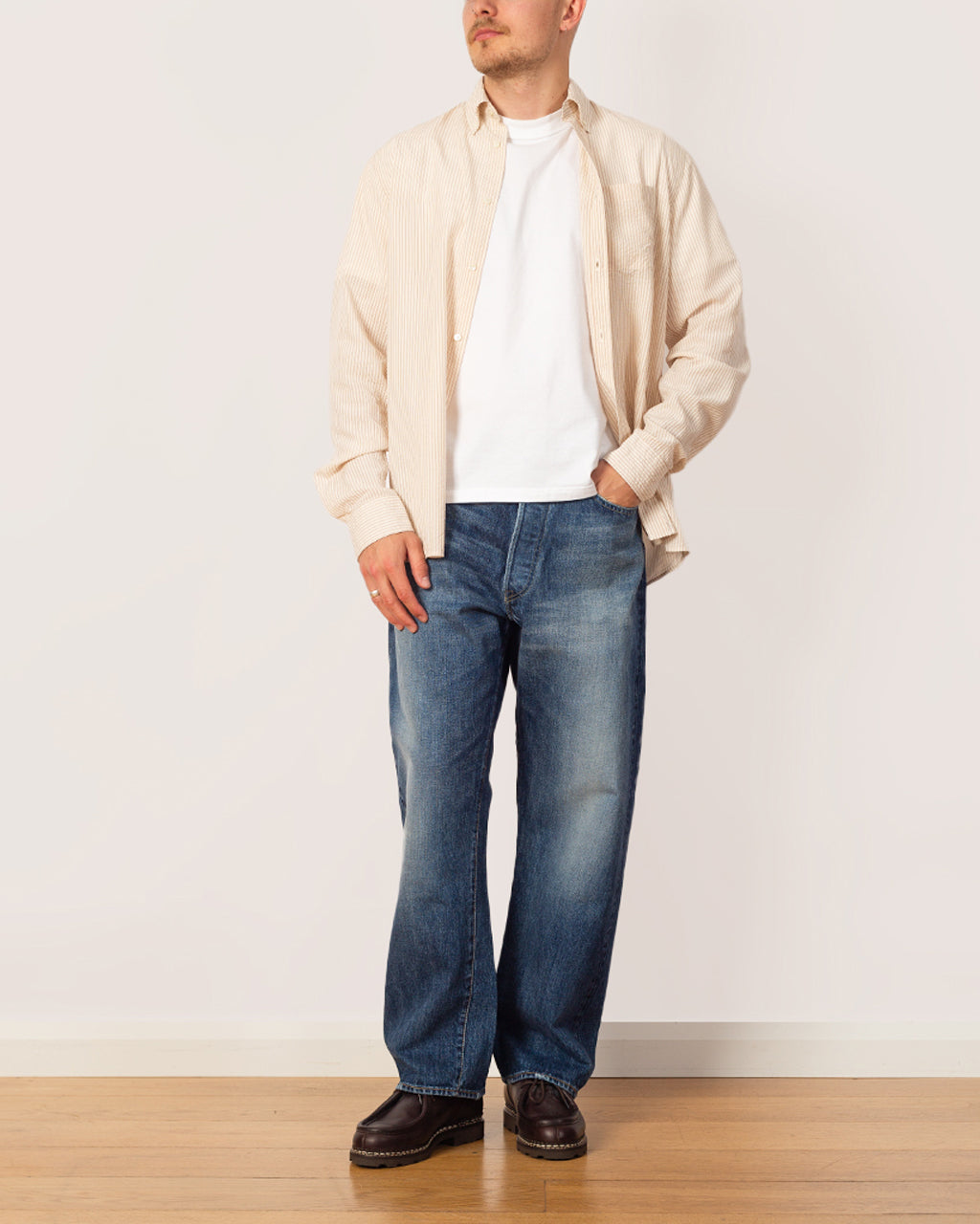 Another Shirt 1.0 - Ecru Brown Stripe