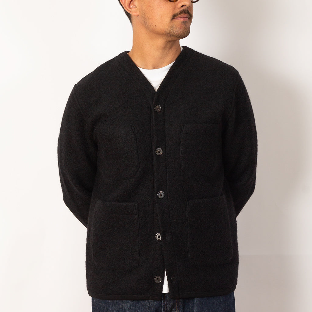 Wool Fleece Cardigan - Black