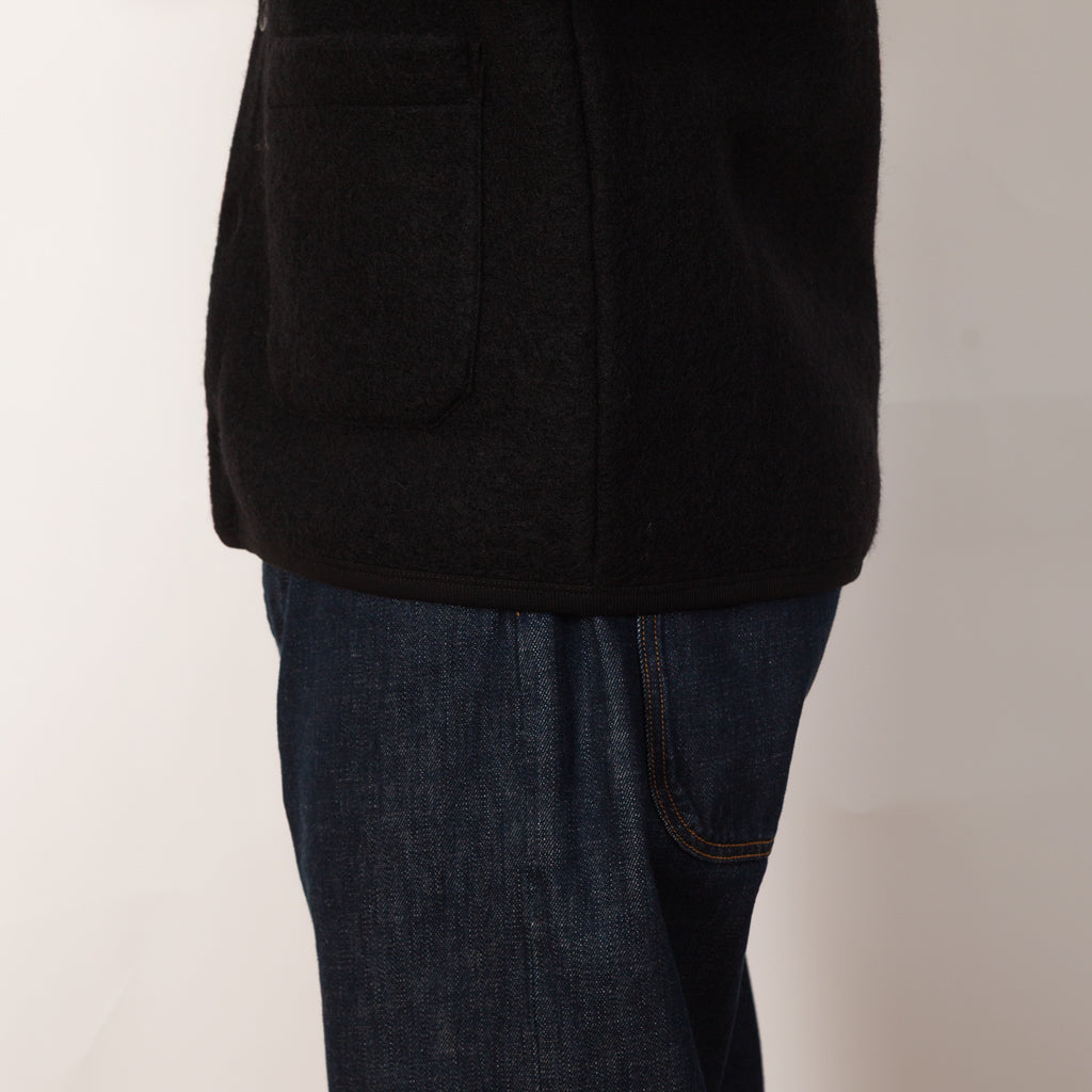 Wool Fleece Cardigan - Black