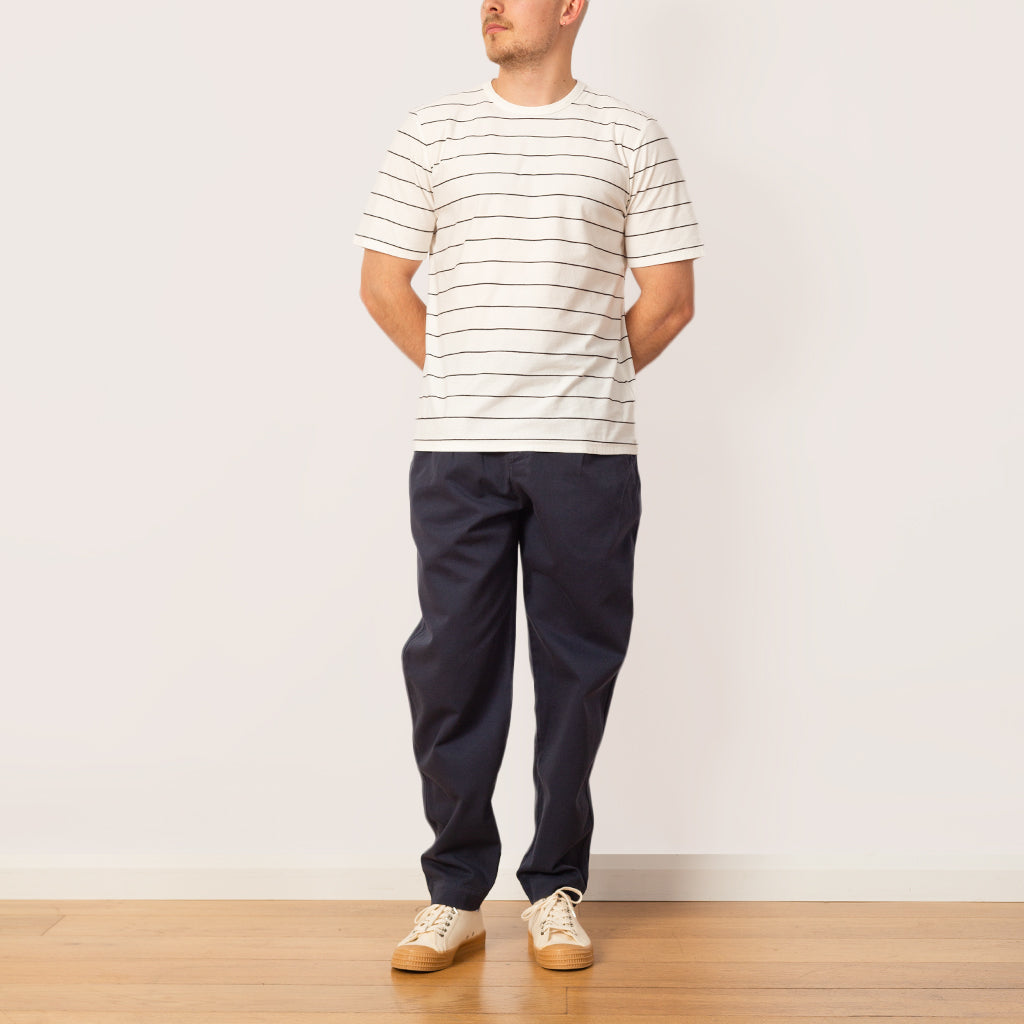 Micro Stripe Tee - Ecru Black Grape