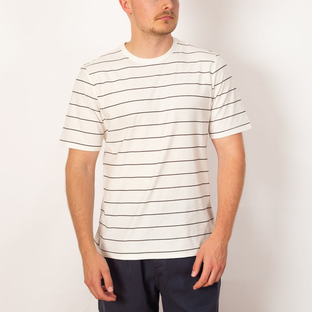 Micro Stripe Tee - Ecru Black Grape
