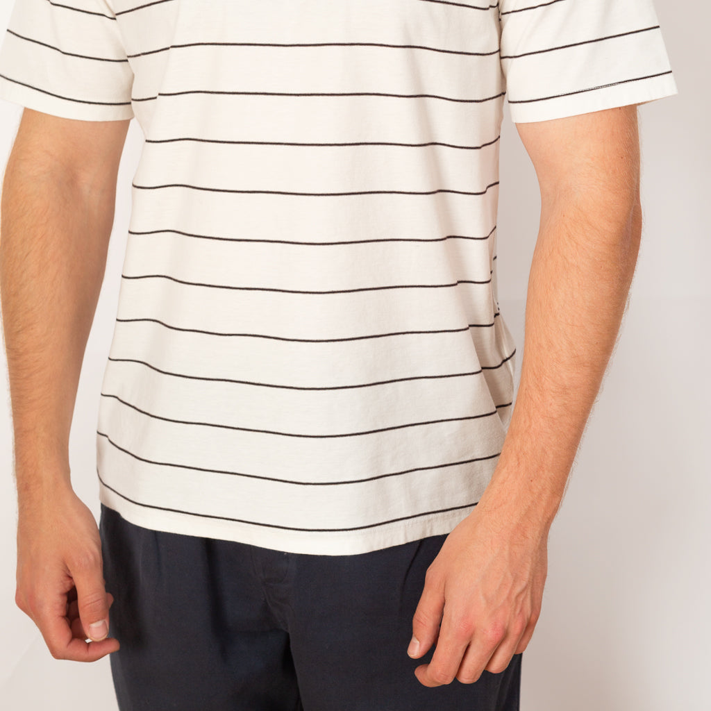 Micro Stripe Tee - Ecru Black Grape