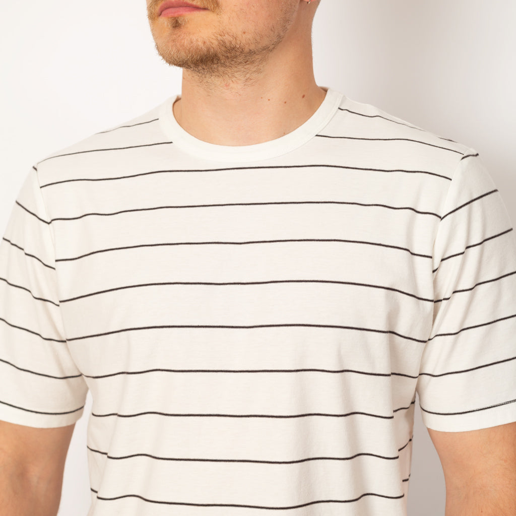 Micro Stripe Tee - Ecru Black Grape