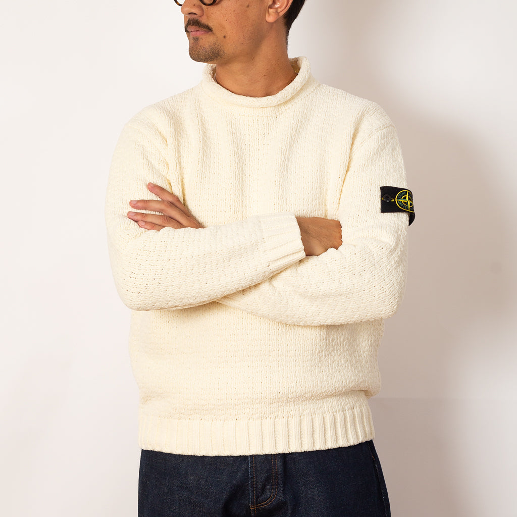 Chenille Mock Neck Knit - Ivory - V0093