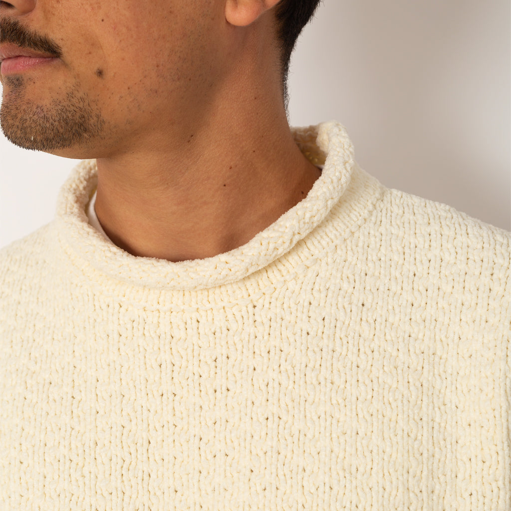 Chenille Mock Neck Knit - Ivory - V0093