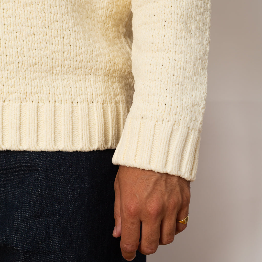 Chenille Mock Neck Knit - Ivory - V0093