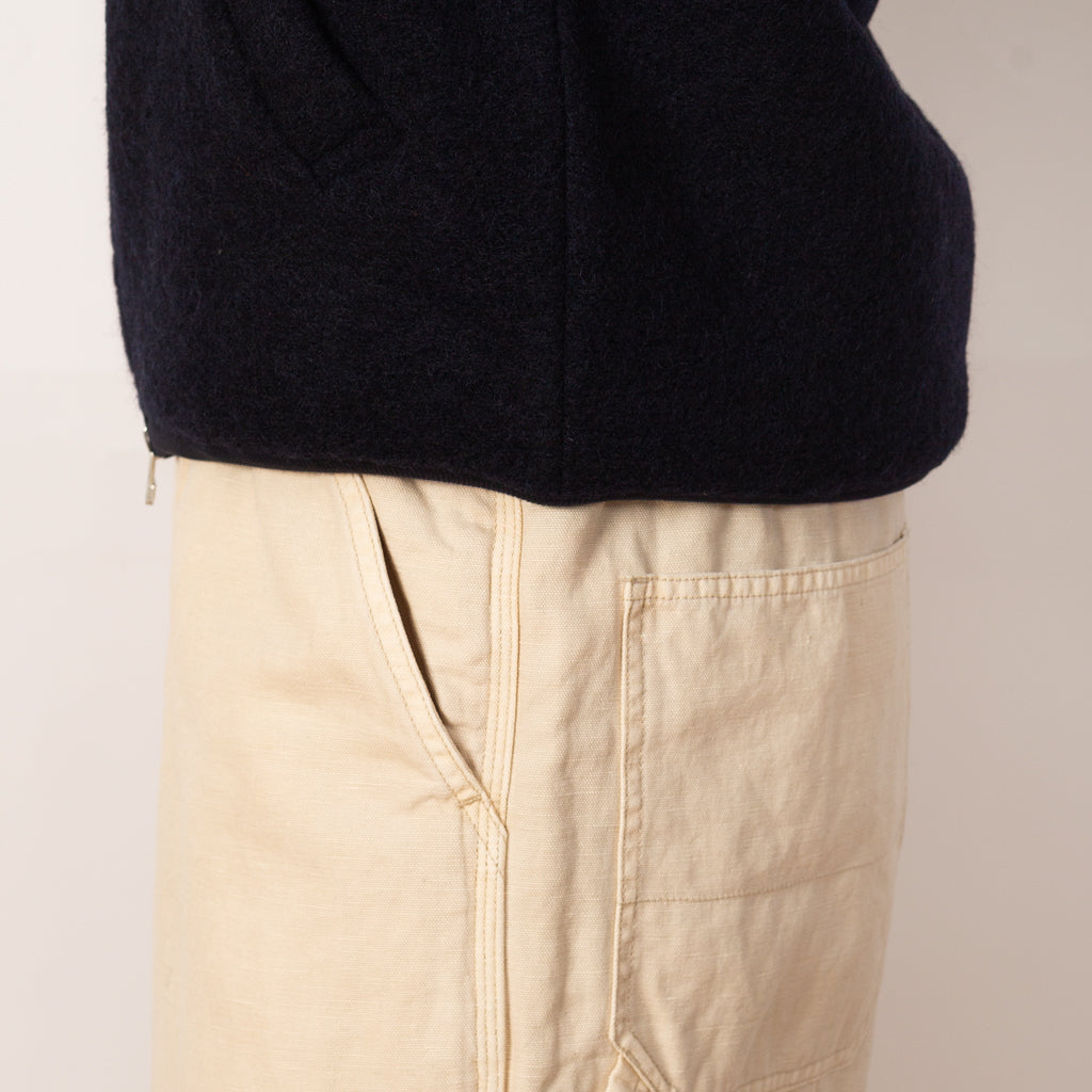 Wool Fleece Zip Bomber - Navy