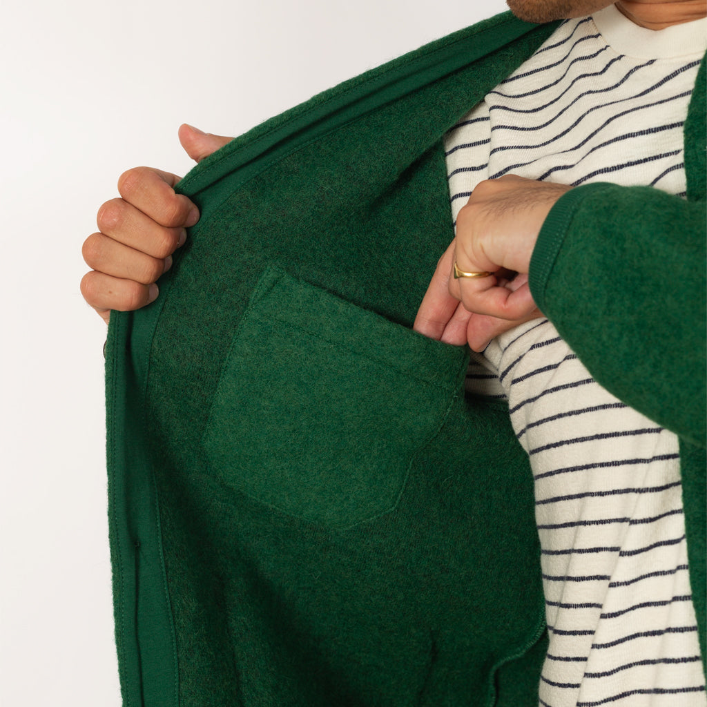 Wool Fleece Cardigan - Green