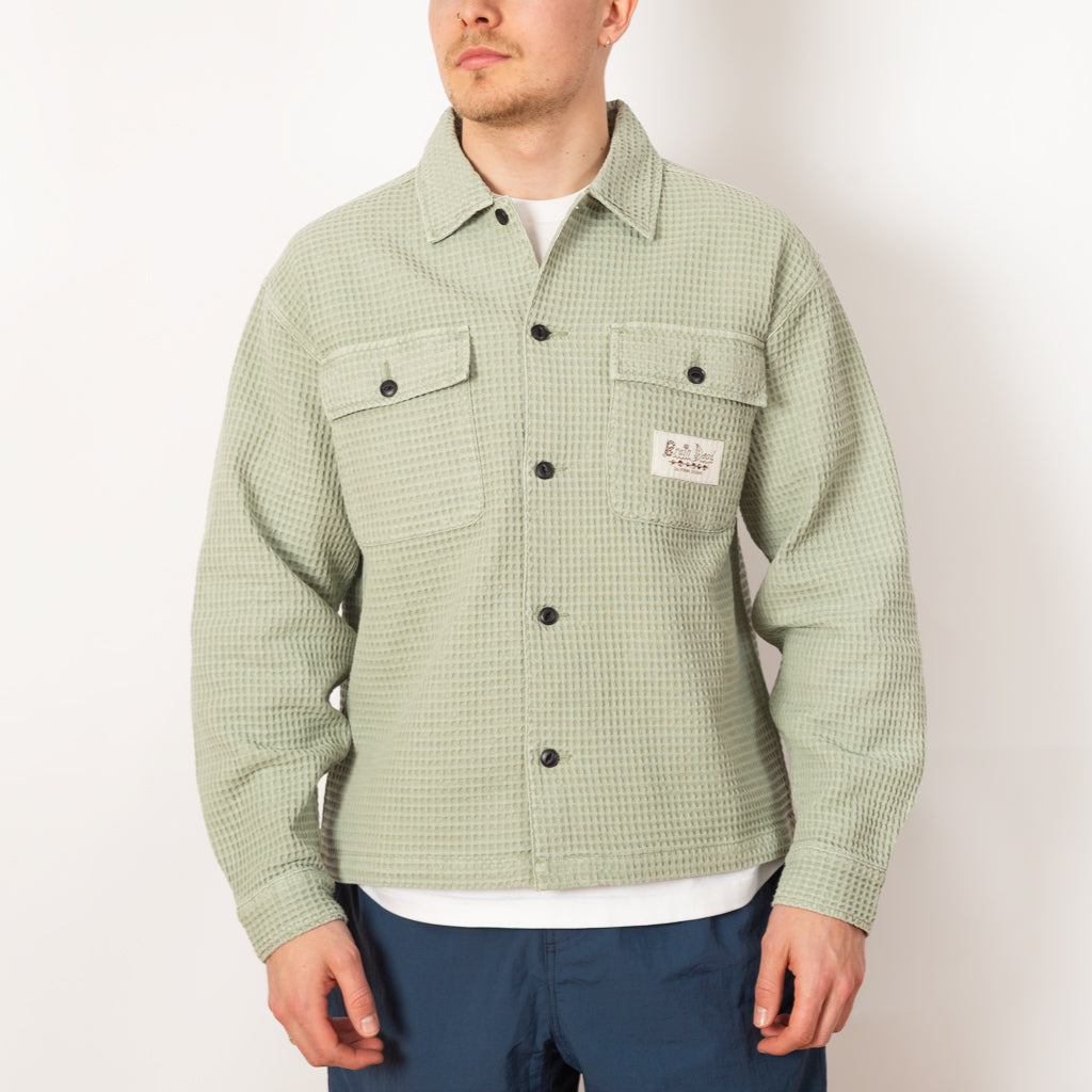 Waffle Button Front Shirt - Stone
