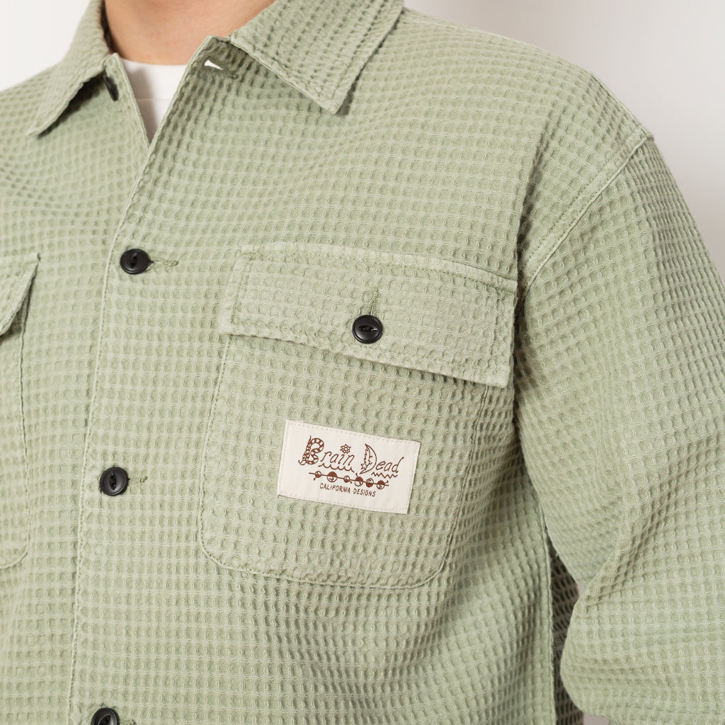 Waffle Button Front Shirt - Stone