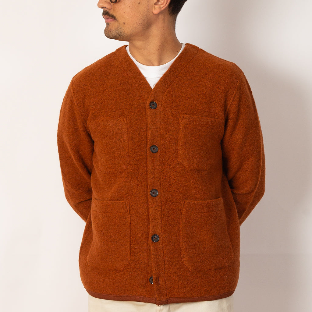 Wool Fleece Cardigan - Rust