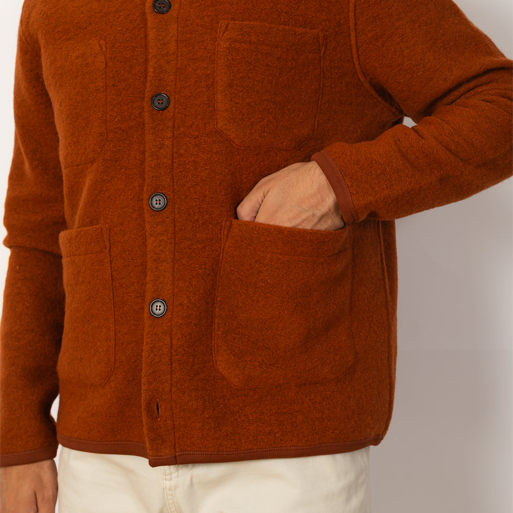 Wool Fleece Cardigan - Rust