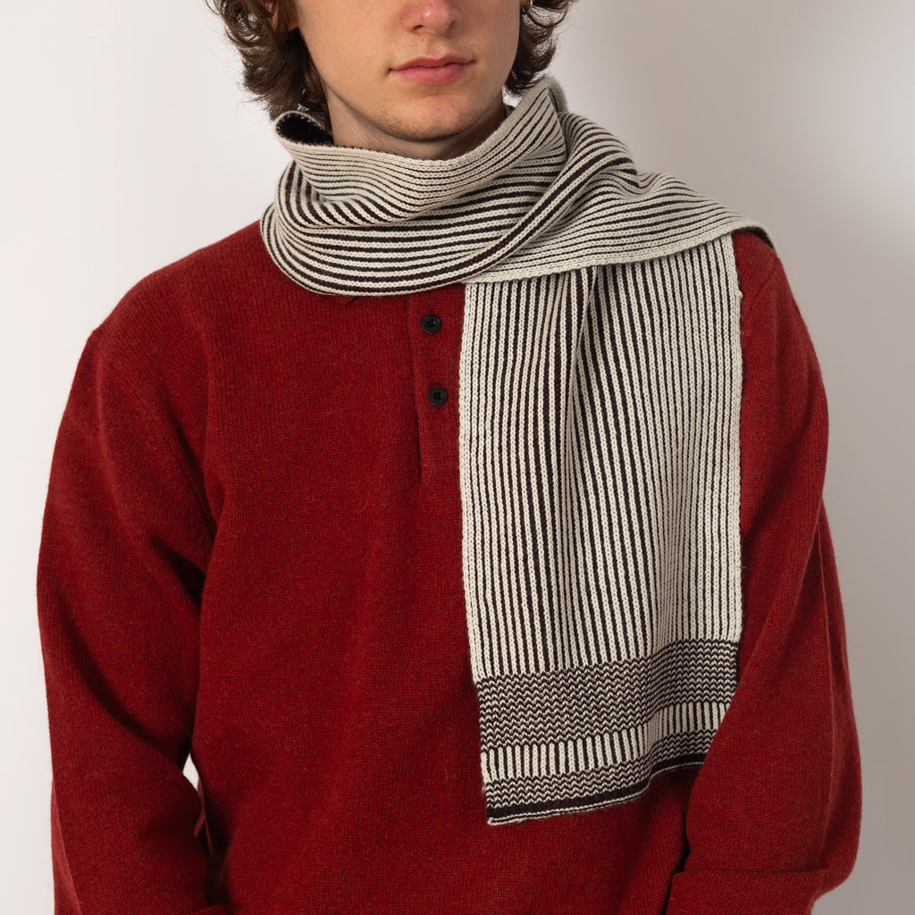Wool Cashmere Rib Scarf - Brown