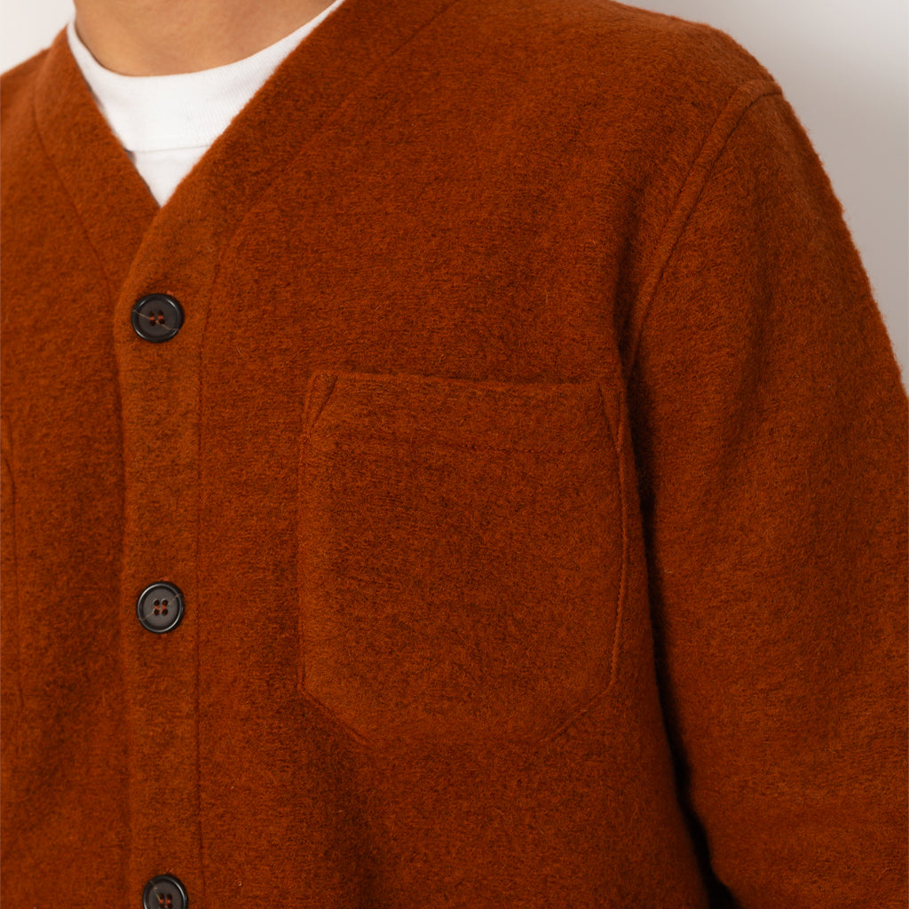 Wool Fleece Cardigan - Rust