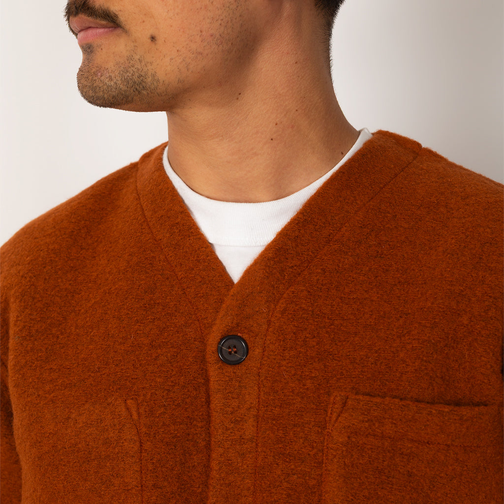 Wool Fleece Cardigan - Rust