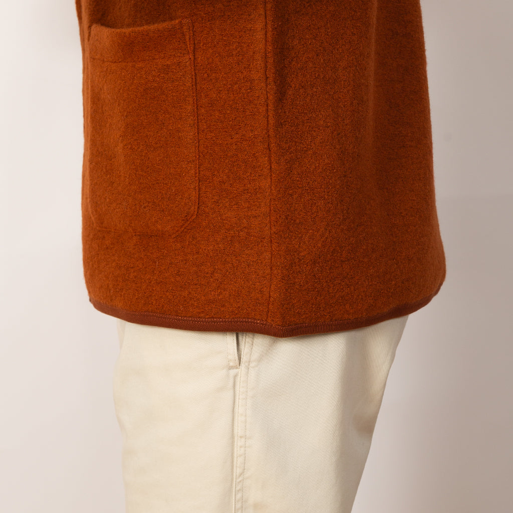 Wool Fleece Cardigan - Rust