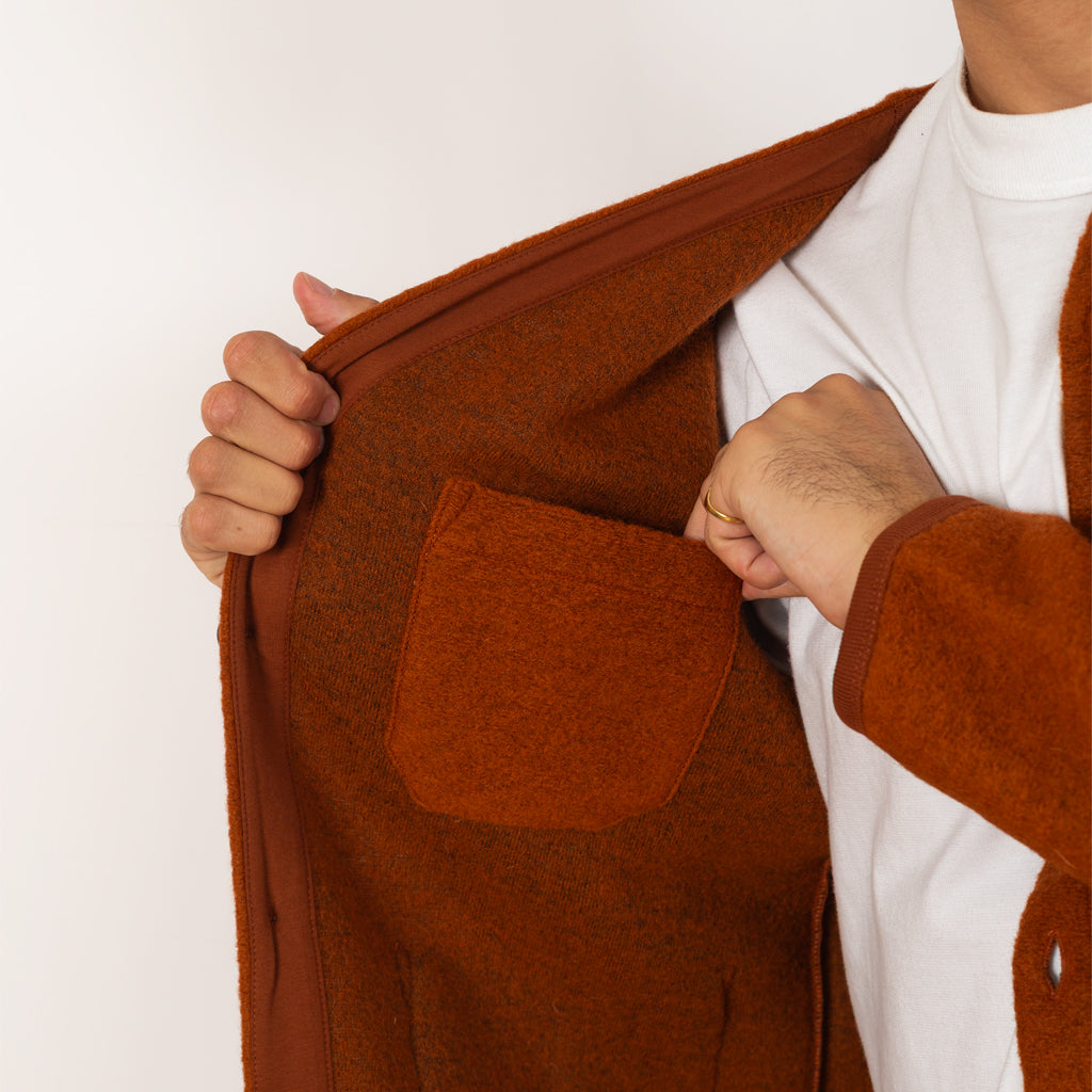 Wool Fleece Cardigan - Rust