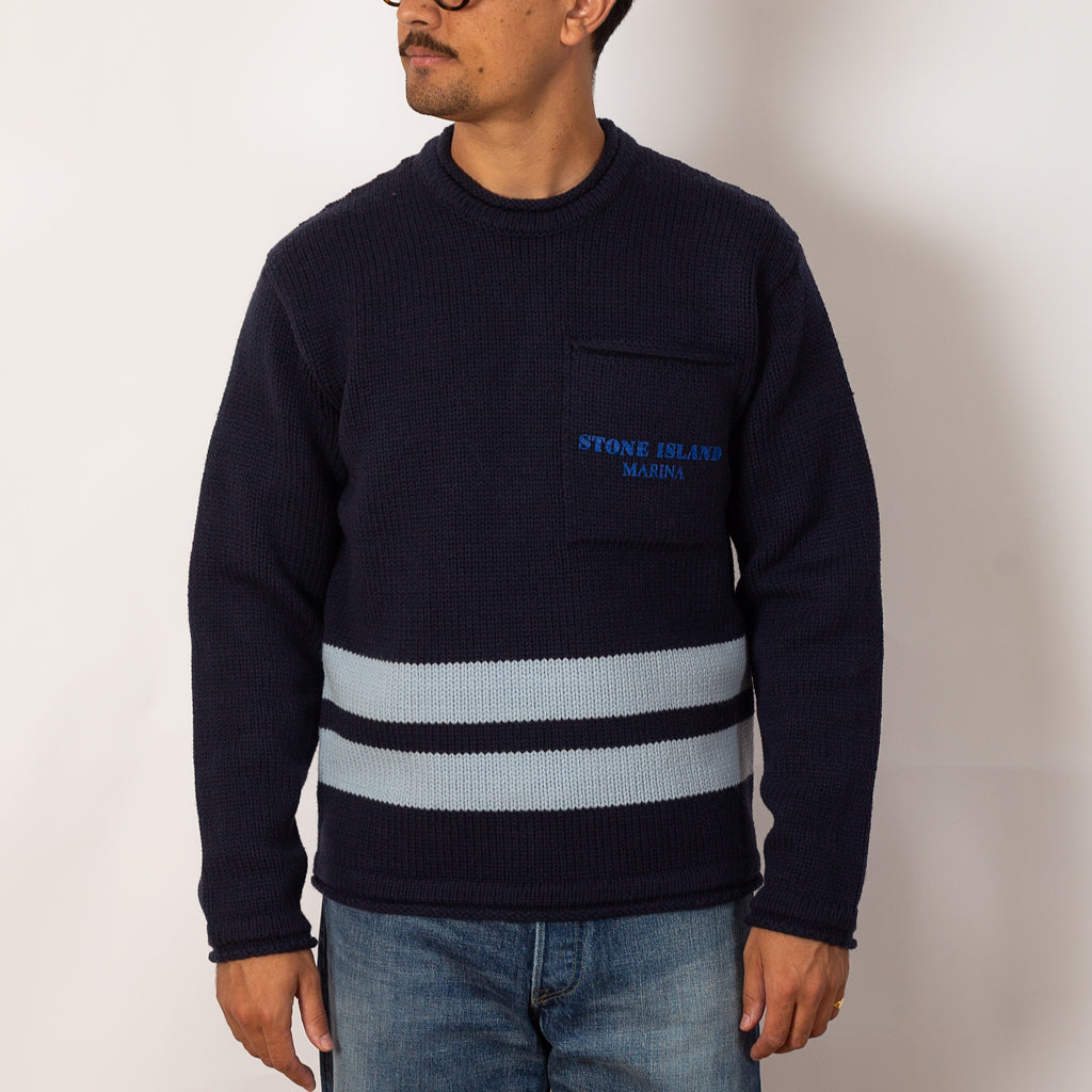 Roll Edge Knit - Navy - V002A