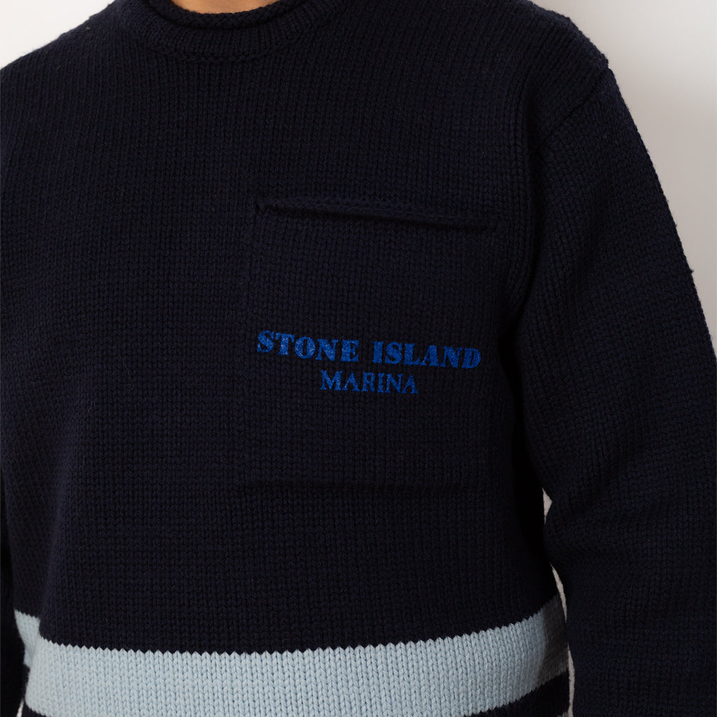Roll Edge Knit - Navy - V002A
