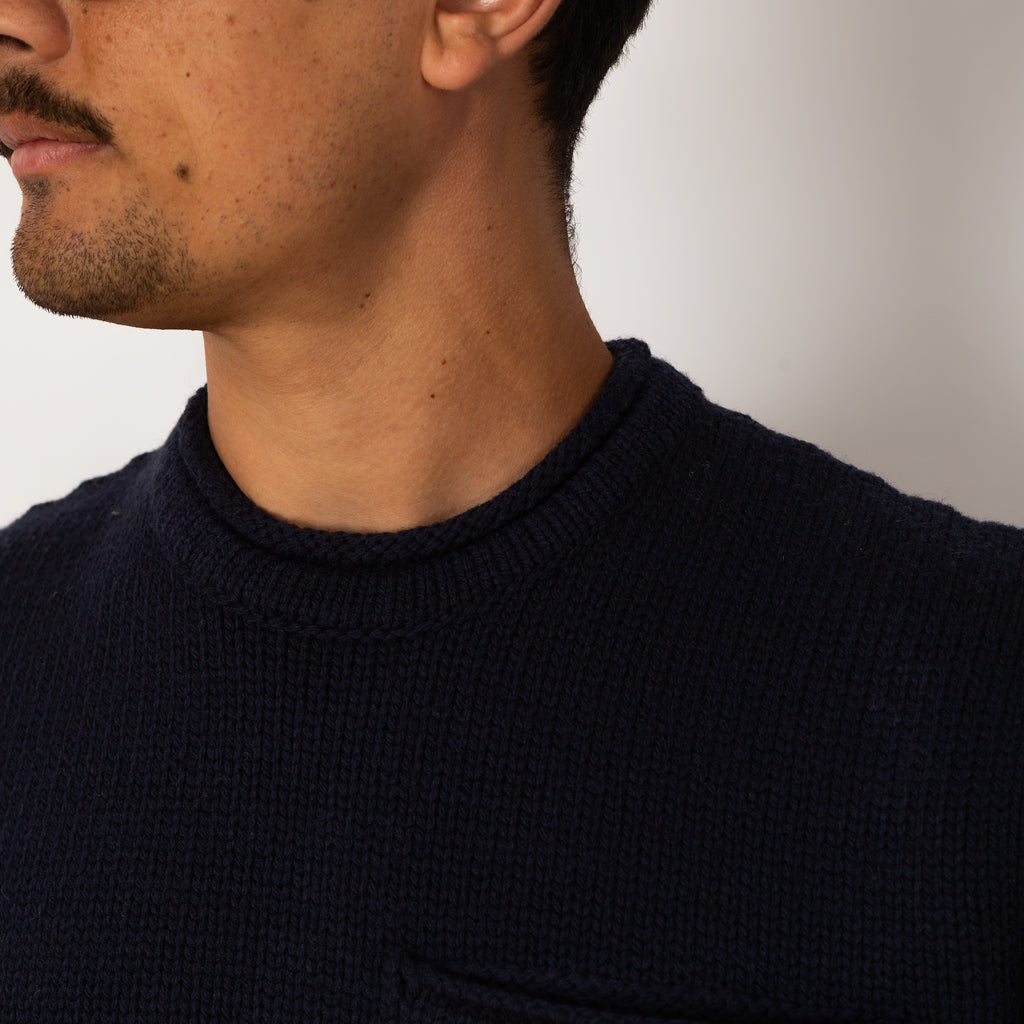 Roll Edge Knit - Navy - V002A