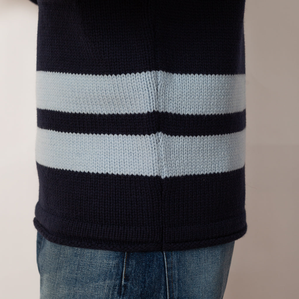 Roll Edge Knit - Navy - V002A