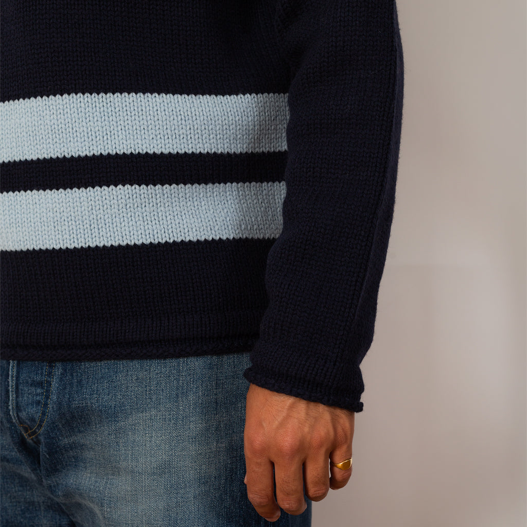 Roll Edge Knit - Navy - V002A