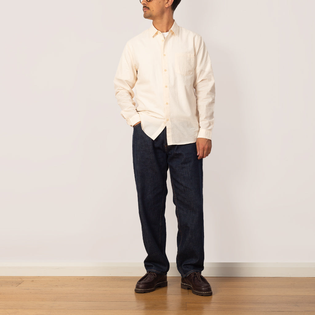 Relaxed Fit Shirt - Ecru Seersucker