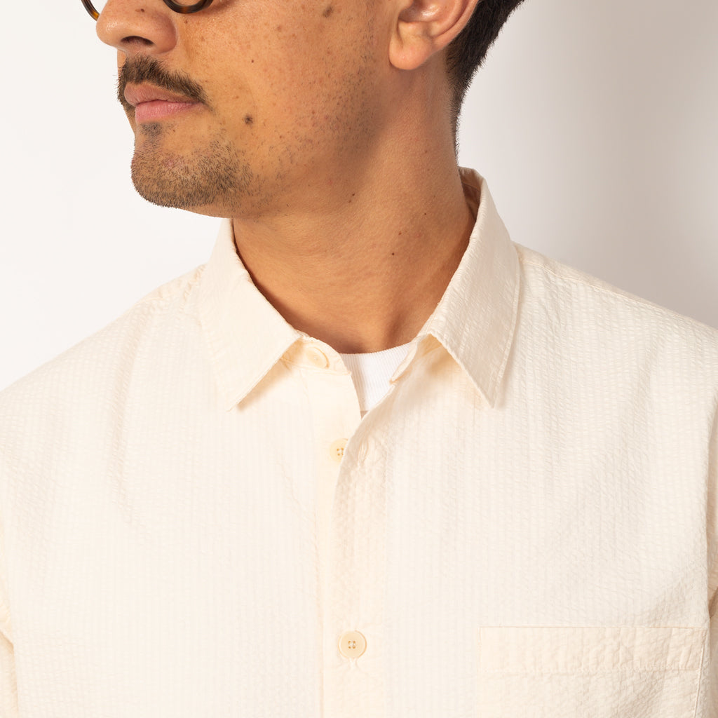 Relaxed Fit Shirt - Ecru Seersucker