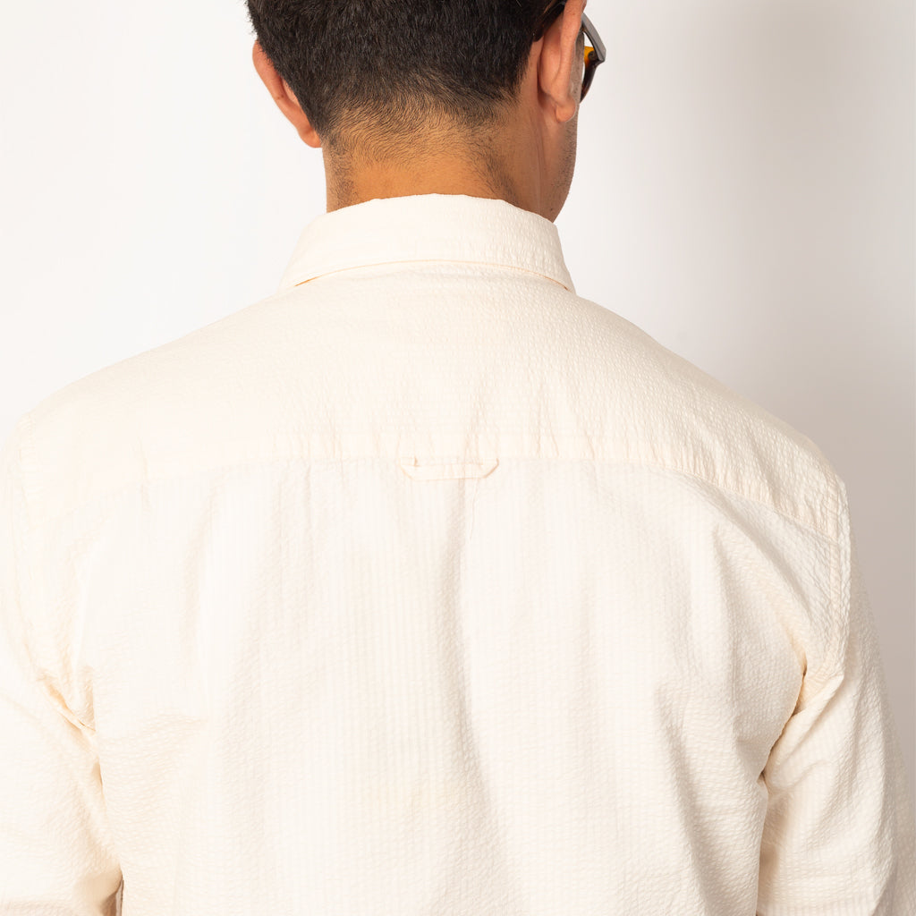 Relaxed Fit Shirt - Ecru Seersucker