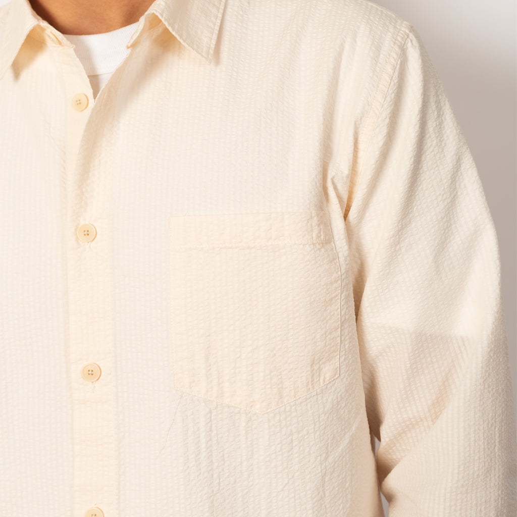 Relaxed Fit Shirt - Ecru Seersucker