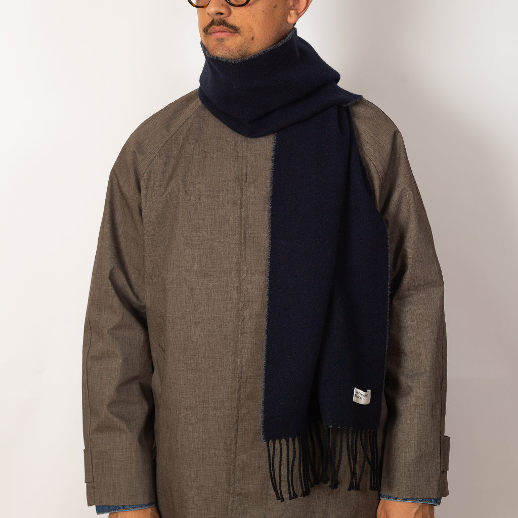 Double Faced Scarf - Navy Grey