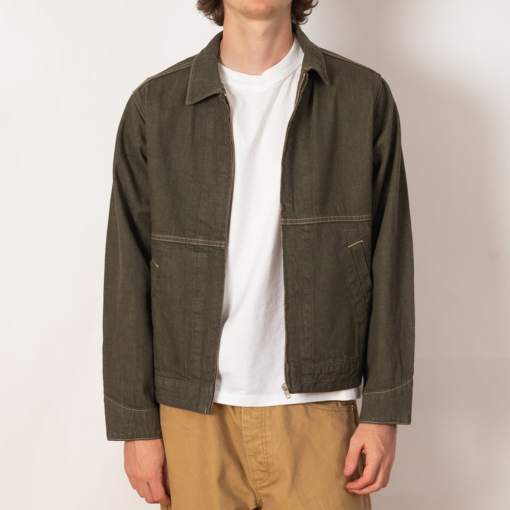 Japanese Slub Denim Jacket - Dark Sage