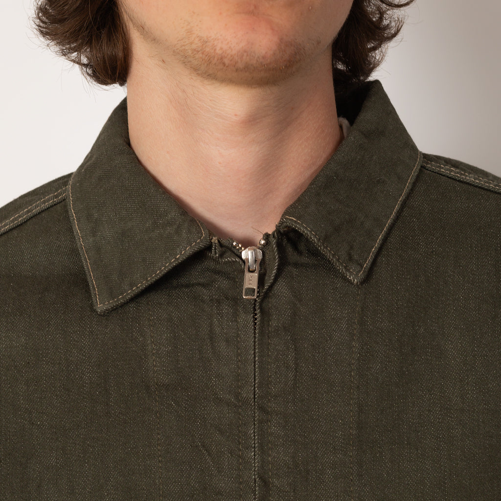 Japanese Slub Denim Jacket - Dark Sage