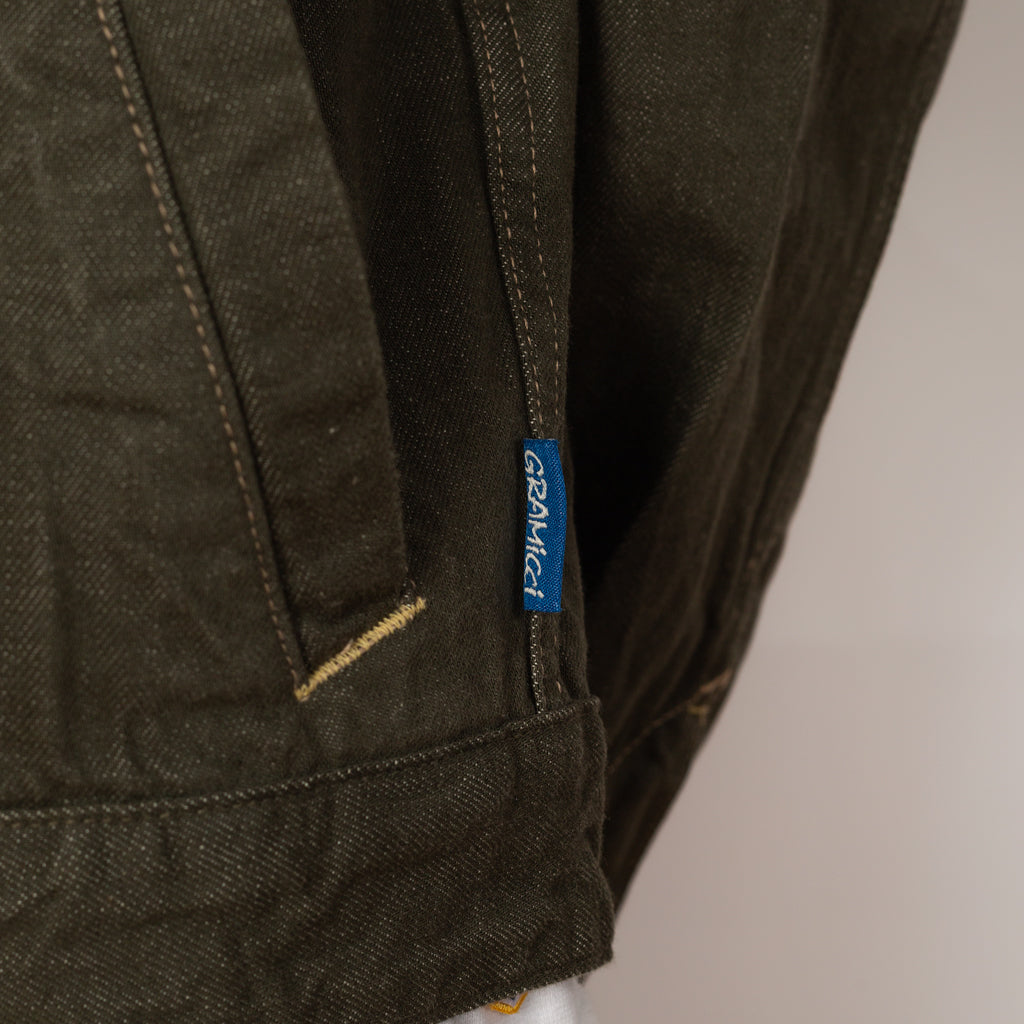 Japanese Slub Denim Jacket - Dark Sage