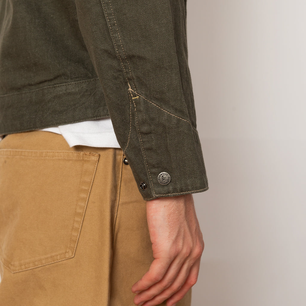 Japanese Slub Denim Jacket - Dark Sage