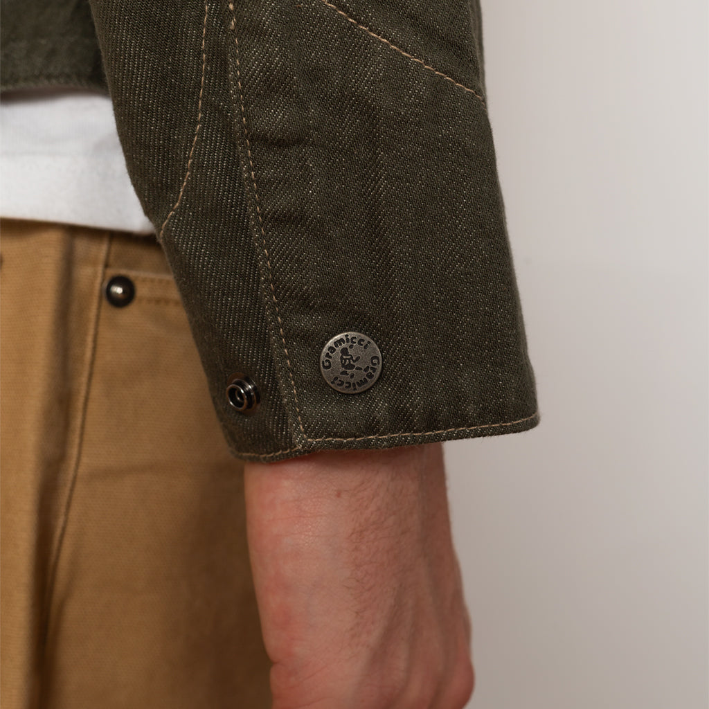 Japanese Slub Denim Jacket - Dark Sage