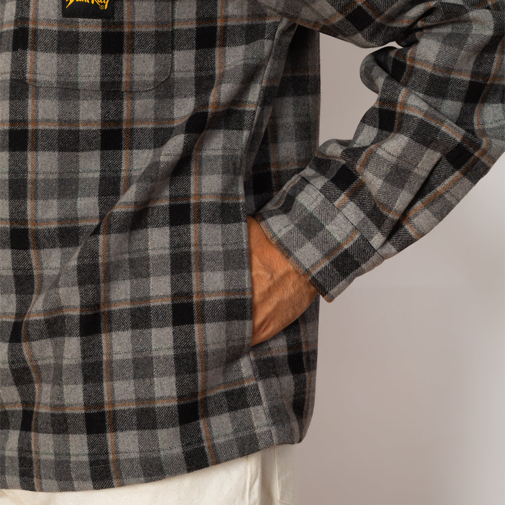 Zip Shirt - Charcoal Plaid