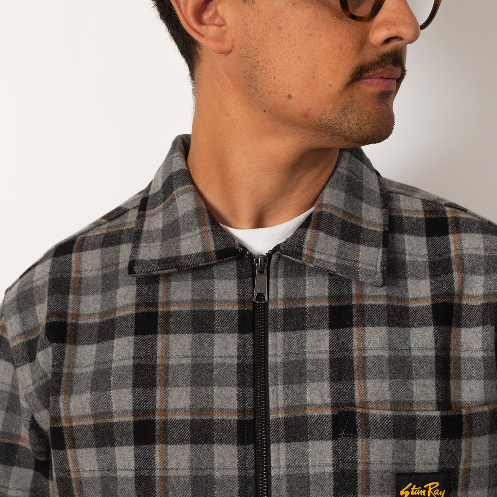Zip Shirt - Charcoal Plaid