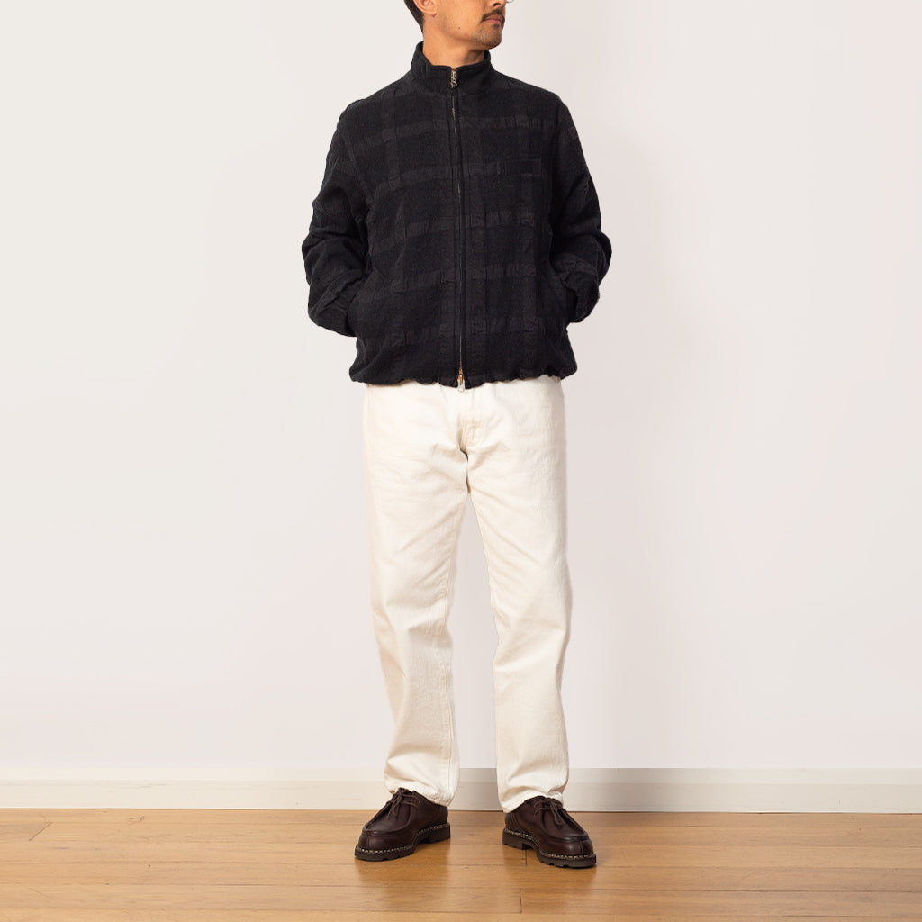 Check Zip Up Short Jacket - Charcoal