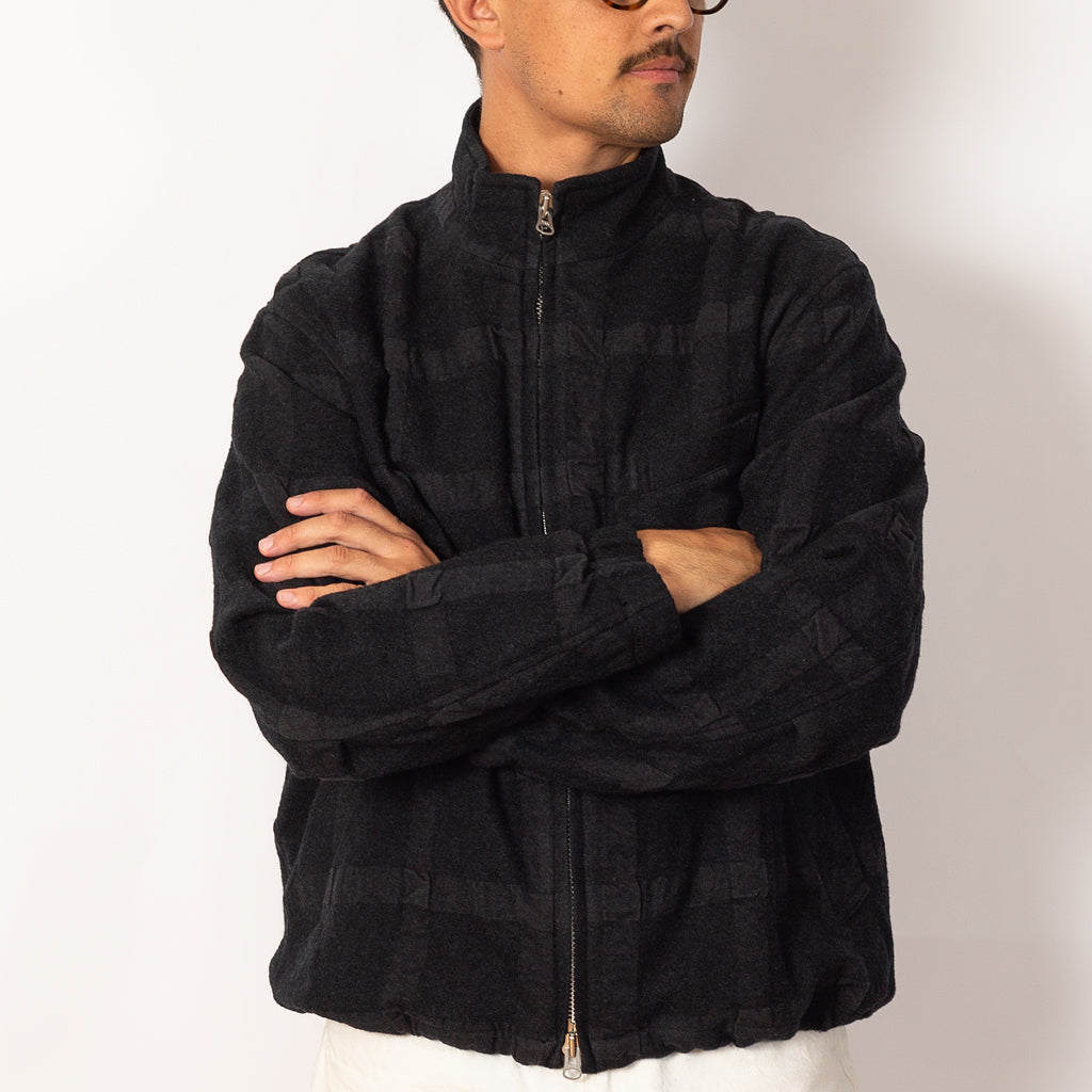 Check Zip Up Short Jacket - Charcoal