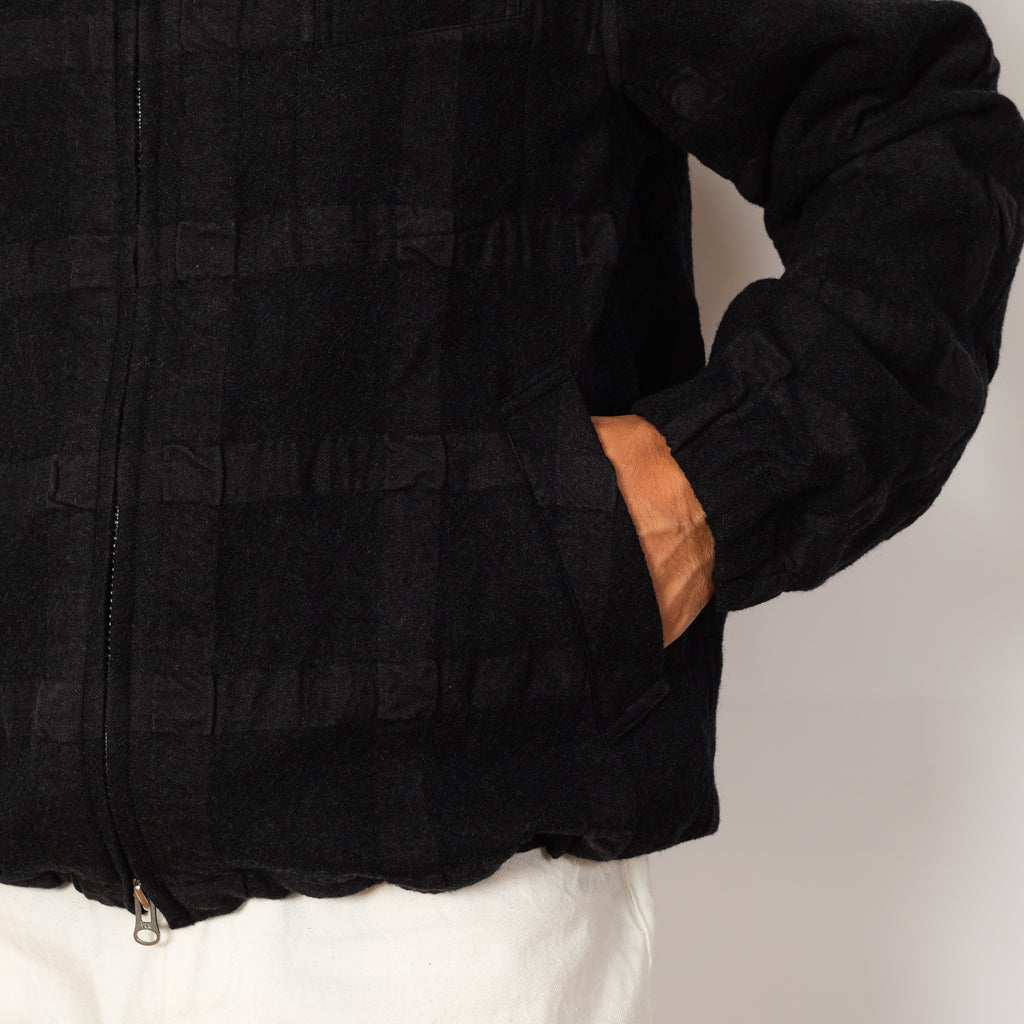 Check Zip Up Short Jacket - Charcoal