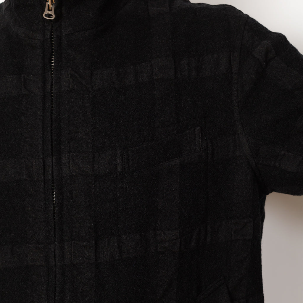 Check Zip Up Short Jacket - Charcoal
