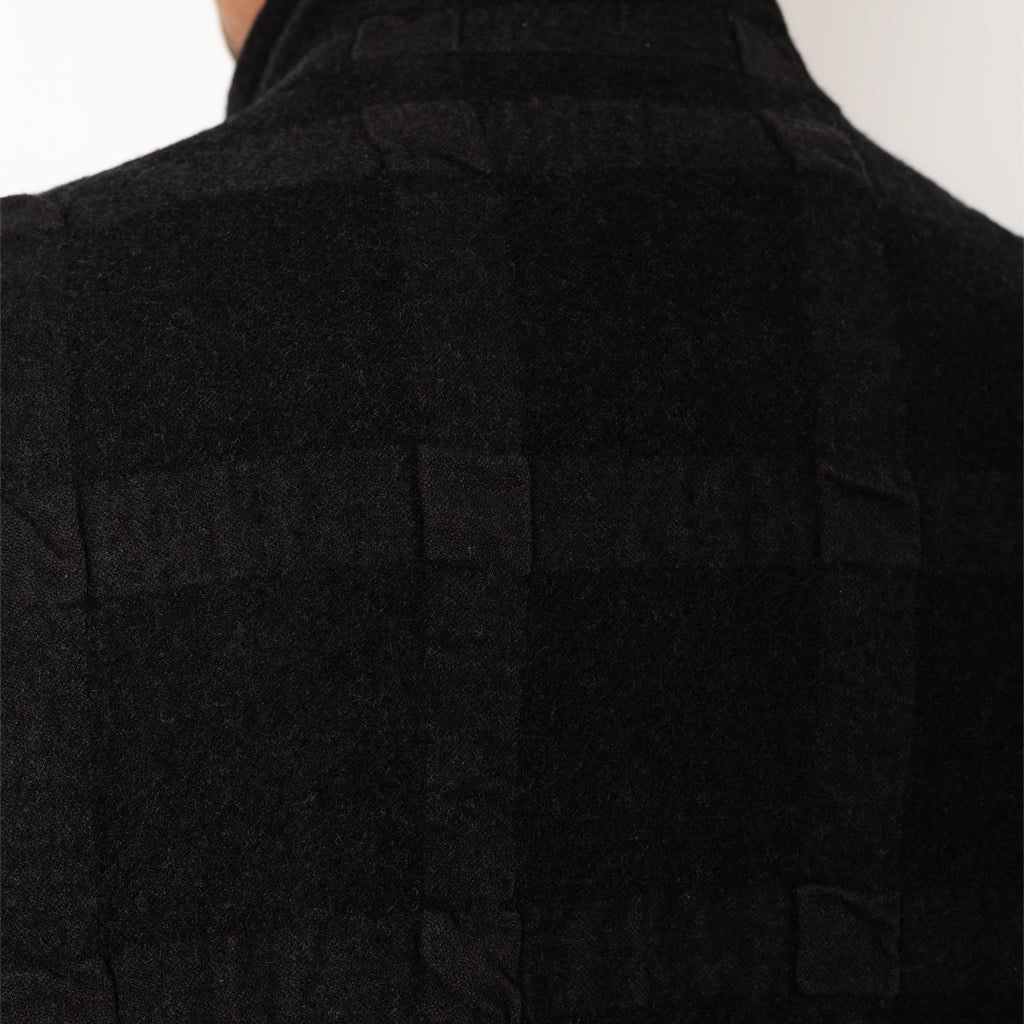 Check Zip Up Short Jacket - Charcoal