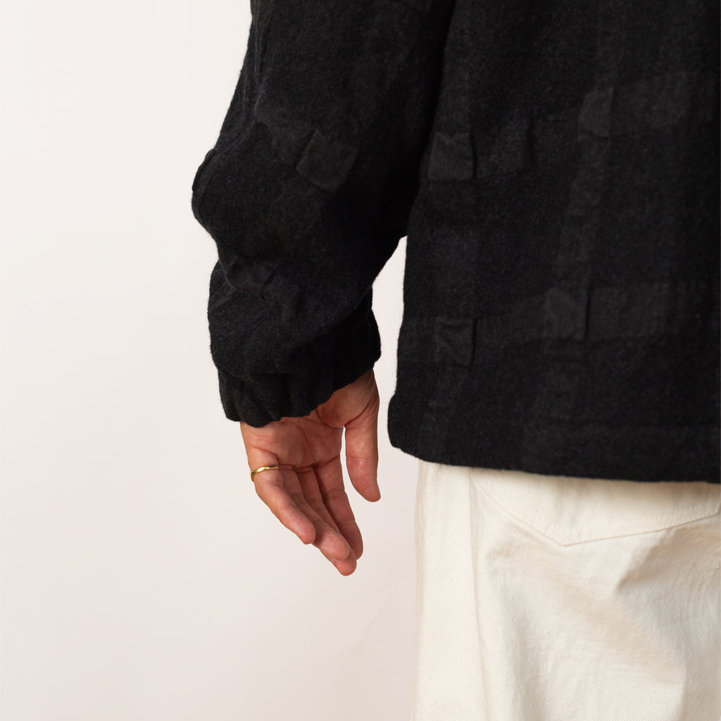 Check Zip Up Short Jacket - Charcoal